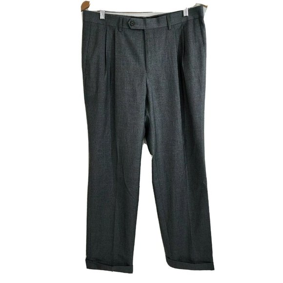 Ralph Ralph Lauren Men's Dress Pants Gray‎ Size 34x30 Suit Cuffed Pleated - Picture 1 of 10